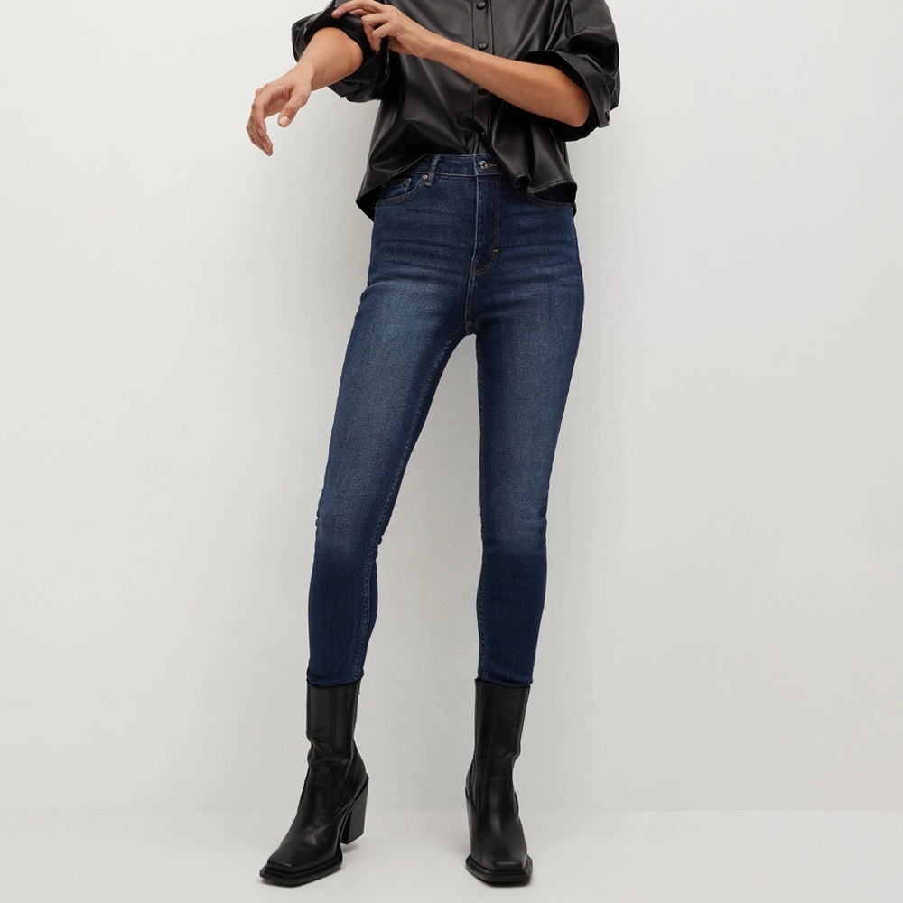 MANGO Soho high-waist skinny jeans sustainable cotton dark wash